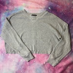 Gray Forever 21 Waffle Cropped Long Sleeve